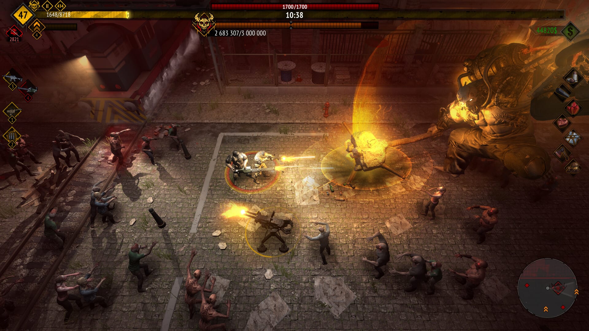 Squad fighting a dense zombie horde in Yet Another Zombie Survivors